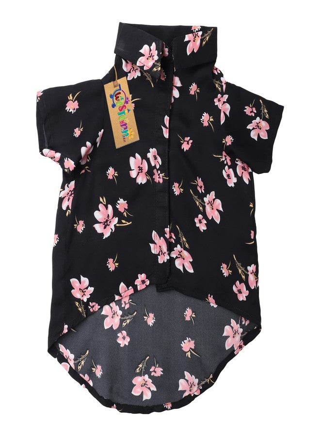 ويستيرن إرا قميص مطبوع عصري فائق النعومة من ويسترن إيرا، ملابس مريحة للغاية للكلاب، قميص قطني مطبوع يسمح بمرور الهواء، قميص خفيف الوزن ورفيع لحيواناتك الأليفة (طبعة زهور سوداء) (مقاس XXXLarge - 30 بوصة) - Image 5